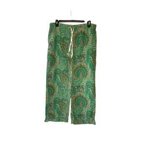 Gilligan & Omalley Womens Size Small Green Pull On Paisley Pants Lounge Pajama C